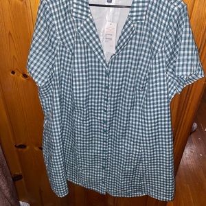 ModCloth plus size green gingham print mini dress US 26W